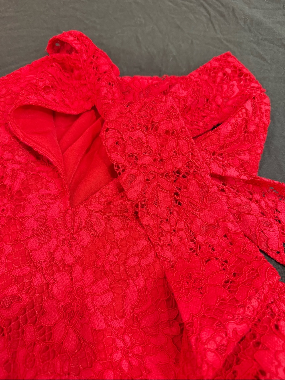 J. Crew Bright Red Lace-Trim Halter Top - Picture 2 of 6